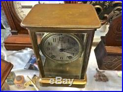 Rare Antique Mini Seth Thomas Empire Crystal Regulator Glass Chime Mantle Clock