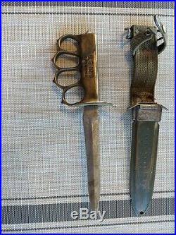 Rare Antique Original WWI Military Trench Knife mark US 1918 With Original Case
