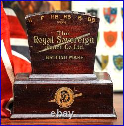 Rare Antique Royal Sovereign Pencil Co Wood Sign Retail Store Display Case