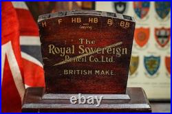 Rare Antique Royal Sovereign Pencil Co Wood Sign Retail Store Display Case