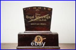 Rare Antique Royal Sovereign Pencil Co Wood Sign Retail Store Display Case