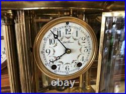 Rare Antique Seth Thomas Empire #65 Crystal Regulator Glass Mantle Chime Clock