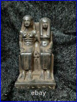 Rare Antique Statue Ancient Egyptian Pharaonic Sennefer & His Wife Black Stone