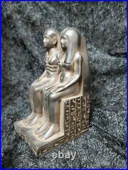 Rare Antique Statue Ancient Egyptian Pharaonic Sennefer & His Wife Black Stone