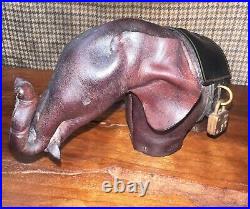 Rare Antique Vintage Leather Elephant Coin Bank Dimitri Omersa Made In England