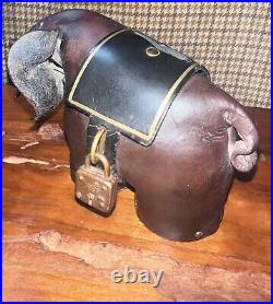 Rare Antique Vintage Leather Elephant Coin Bank Dimitri Omersa Made In England