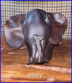 Rare Antique Vintage Leather Elephant Coin Bank Dimitri Omersa Made In England