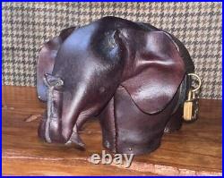 Rare Antique Vintage Leather Elephant Coin Bank Dimitri Omersa Made In England