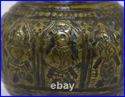 Rare Antique Vishnu Dashavatara Engraved Holy Water Pot Fine Patina. G56-30