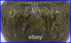 Rare Antique Vishnu Dashavatara Engraved Holy Water Pot Fine Patina. G56-30