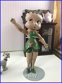 Rare! Antique Wood And Composition Betty Boop Doll In Green Dress 12