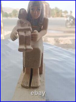 Rare Antique Wooden Ancient Egyptian Statue Of The Breastfeeding Queen Isis BC