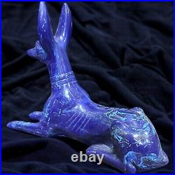 Rare Anubis Statue in Lapis Lazuli Handcrafted Egyptian Pharaonic Sculpture