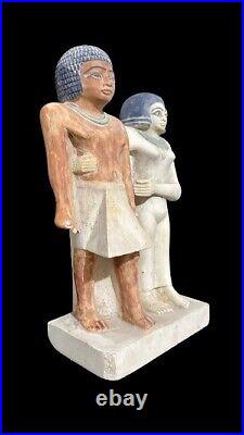 Rare Block Statue Of Family Old Kingdom Authentic Ancient Egyptian Artifact