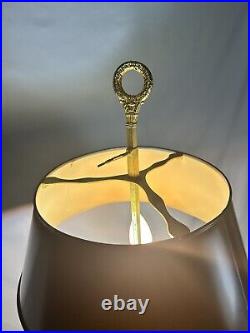 Rare Chapman Antique 3 Swan Brass w Metal Black Tole Shade Bouillotte Table Lamp