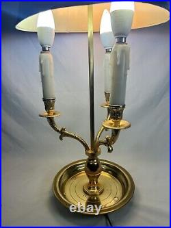 Rare Chapman Antique 3 Swan Brass w Metal Black Tole Shade Bouillotte Table Lamp