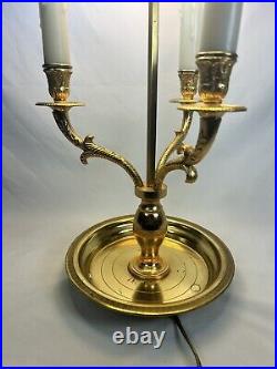 Rare Chapman Antique 3 Swan Brass w Metal Black Tole Shade Bouillotte Table Lamp