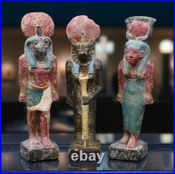 Rare Egyptian Antiques Of Antique Pharaonic Set Figurines Of Pharaohs Deities BC