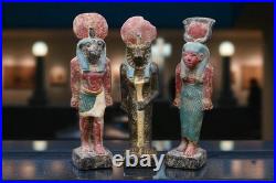 Rare Egyptian Antiques Of Antique Pharaonic Set Figurines Of Pharaohs Deities BC