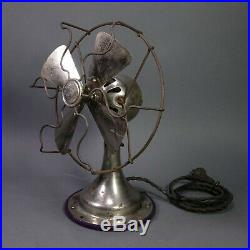 Rare FITZGERALD STAR Antique Fan 8 Electric Vintage 1900's Nickle Plated