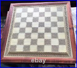 Rare Franklin Mint chess set of the gods large porcelain 6.5 King board 24K HTF