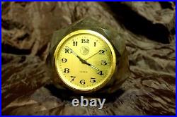 Rare German Alarm Clock? 2 Jewels Wind-Up Crystal Ornament EgyptAir Logo 60s