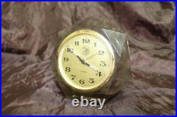 Rare German Alarm Clock? 2 Jewels Wind-Up Crystal Ornament EgyptAir Logo 60s