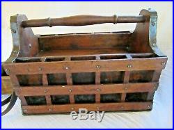 Rare Handcrafted Antique Tool Caddy Chest Box Wood Carpenter Primitive Brass