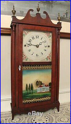 Rare Miniature Erastus Hodges Antique Pillar & Scroll Mantel Clock