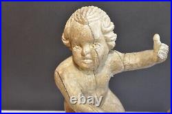Rare Pair of Antique18th century Italian Baroque Putti Cherub Carved Wood Statue