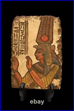 Rare Pharaonic Stela of Nefertari Authentic Ancient Egyptian Artifact 1250 BC