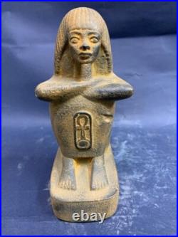 Rare Statue of The Seated Scribe & Key of Life Authentic Egyptian Antiquities BC