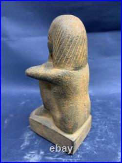 Rare Statue of The Seated Scribe & Key of Life Authentic Egyptian Antiquities BC