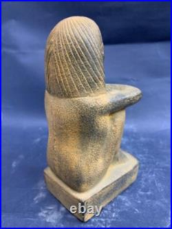 Rare Statue of The Seated Scribe & Key of Life Authentic Egyptian Antiquities BC