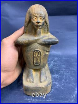 Rare Statue of The Seated Scribe & Key of Life Authentic Egyptian Antiquities BC