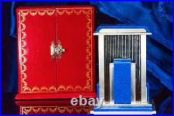 Rare Vintage Cartier Mystery Prism Lapis Clock with Coin Edge Case & Original Box