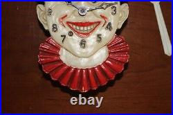 Rare Vintage Lux Clown With Tie Miniature Novelty Pendulette Wall Clock Working