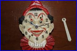 Rare Vintage Lux Clown With Tie Miniature Novelty Pendulette Wall Clock Working