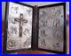 Rare-Vintage-Silver-Plated-Celluloid-Pocket-Shrine-Stations-of-the-Cross-Antique-01-zcr