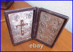 Rare Vintage Silver Plated Celluloid Pocket Shrine-Stations of the Cross-Antique