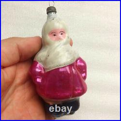 Rare Vintage USSR Russian Glass Christmas Ornament Xmas Decoration Girl in Coat