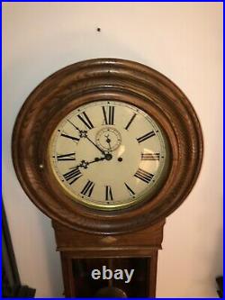 Rare Waterbury Regulator 20 Antique 2 Weight Regulator Wall Clock
