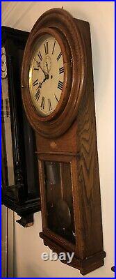Rare Waterbury Regulator 20 Antique 2 Weight Regulator Wall Clock