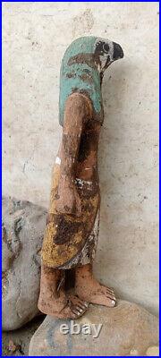 Rare Wooden statue Ancient Egyptian Antiquities God Horus Egyptian falcon BC