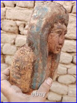 Rare wooden mask Egyptian Antiquities Ancient Queen Hatshepsut Hieroglyphics BC