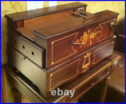Reuge Music Antique Set Of Crank Organ Box And Matching Table Music Box