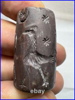 Roman Old King & Lion attack Jasper Stone Hunting Scene Intaglio Seal Bead