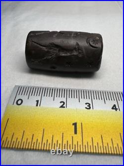 Roman Old King & Lion attack Jasper Stone Hunting Scene Intaglio Seal Bead