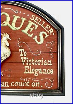 Rooster Sign Antique Wooden Plaque Vintage Wall Art Decor
