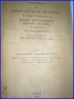 STUDIES IN INDO MUSLIM HISTORY elliot dowson RARE ANTIQUE BOOK INDIA 1939